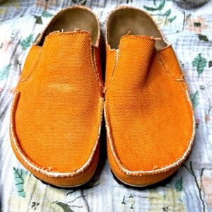Birkenstock Birkis Classic Skipper Textile Orange Slip On Clogs